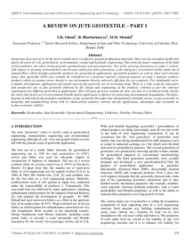 geotextile related research paper natural geotextiles